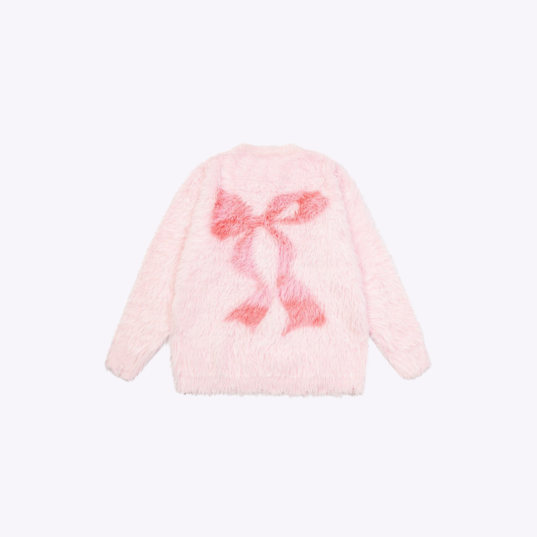 Image of Fuzzy Bow Knit Sweater